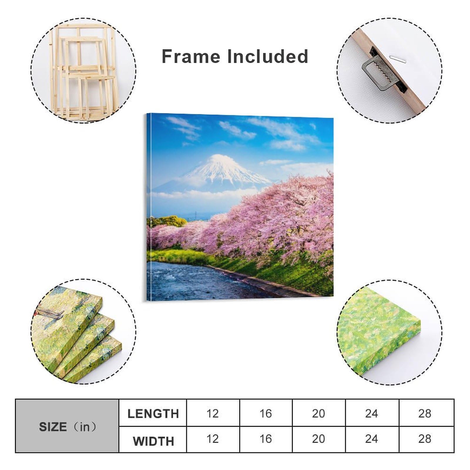 Amazon.co.jp: 絵画 富士山の前の桜と川インテリア 絵画 日本の写真